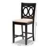 Baxton Studio Lenoir Contemporary Fabric Cut-Out Back Counter Stool, Sand Brown and Espresso, 2-Pieces/Set view 3