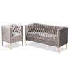 Baxton Studio Zanetta Gray Velvet 2-Piece Sofa and Lounge Chair Set view 1