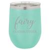 12 oz Double Wall Vacuum Insulated Stainless Steel Marble Stemless Wine Tumbler Glass Coffee Travel Mug With Lid Godmother (Turquoise Green Marble) view 1