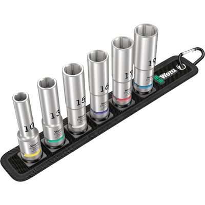 WERA 05004565001 Belt C Deep 1 Socket Set, 1/2" Drive, 6 Pieces