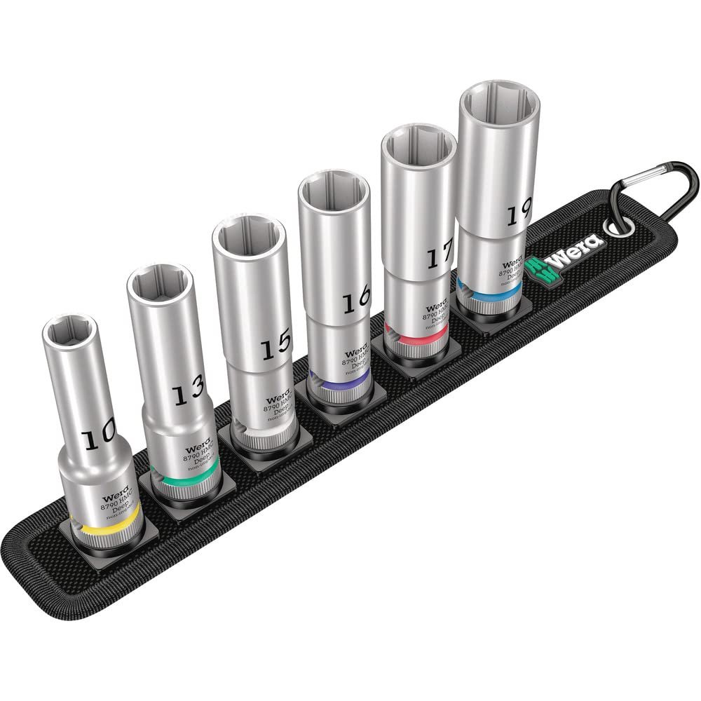 WERA 05004565001 Belt C Deep 1 Socket Set, 1/2" Drive, 6 Pieces