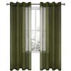 DWCN Olive Green Sheer Curtains for Living Room Bedroom Faux Linen Look Voile Drapes Grommet Top Window Curtain Panel 52 x 84 inches Long, Set of 2 Panels view 1
