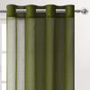 DWCN Olive Green Sheer Curtains for Living Room Bedroom Faux Linen Look Voile Drapes Grommet Top Window Curtain Panel 52 x 84 inches Long, Set of 2 Panels view 4