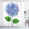 Ambesonne Hydrangea Shower Curtain, Simple Digital Drawn Graphic of Flower Blooms, Cloth Fabric Bathroom Decor Set with Hooks, 69" W x 70" L, Ceil Blue Fern Green view 1