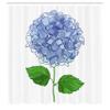 Ambesonne Hydrangea Shower Curtain, Simple Digital Drawn Graphic of Flower Blooms, Cloth Fabric Bathroom Decor Set with Hooks, 69" W x 70" L, Ceil Blue Fern Green view 2
