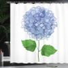 Ambesonne Hydrangea Shower Curtain, Simple Digital Drawn Graphic of Flower Blooms, Cloth Fabric Bathroom Decor Set with Hooks, 69" W x 70" L, Ceil Blue Fern Green view 3