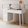 Nathan James Daisy Vanity Dressing Table or Makeup Desk with 4-Drawers and Brass Accent Knobs, White Wood view 1