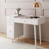 Nathan James Daisy Vanity Dressing Table or Makeup Desk with 4-Drawers and Brass Accent Knobs, White Wood view 2