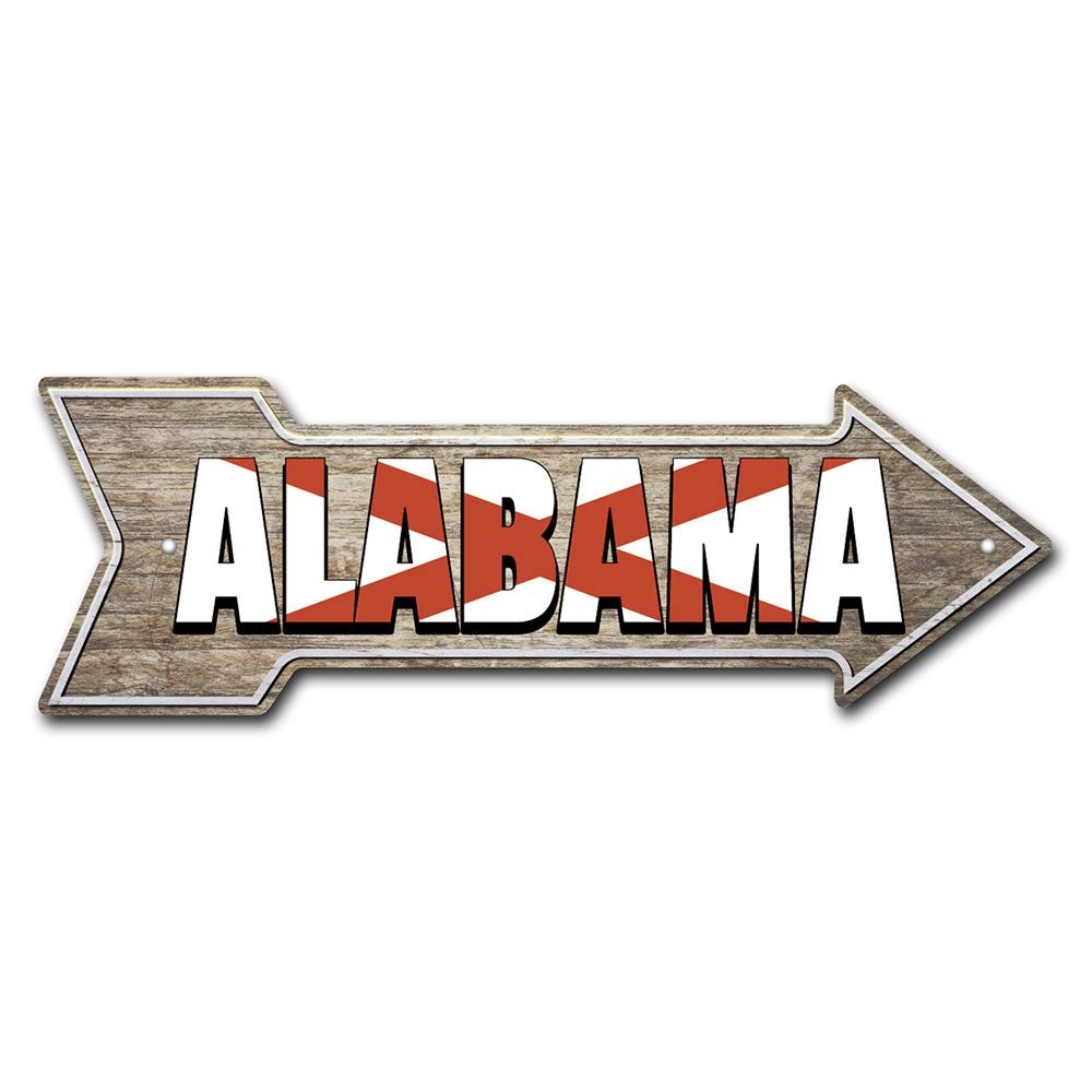 Alabama Arrow Sign | Indoor/Outdoor | Direction Arrow Sign Funny Home Dcor for Garages, Living Rooms, Bedroom, Offices | SignMission Personalized Gift | 18" Wide