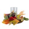Mums with Pomegranate Fall Harvest Pillar Candle Holder Centerpiece - 22" view 3