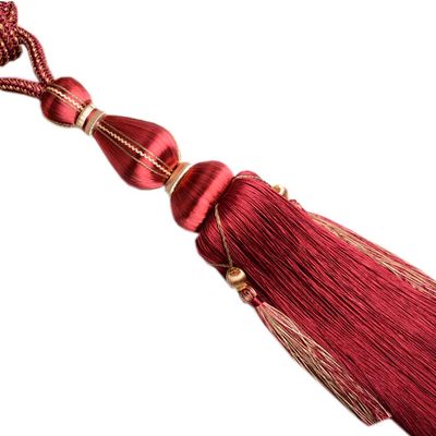 1 Pair Fashion Curtain Rope Tiebacks with Tassels Curtain Tiebacks Curtain Rope Holdbacks for Bedroom & Living Room (Jujube red)