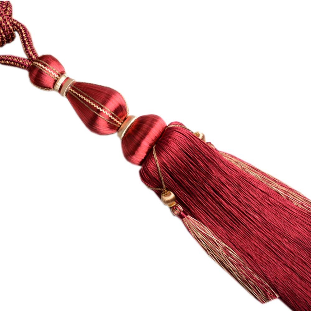 1 Pair Fashion Curtain Rope Tiebacks with Tassels Curtain Tiebacks Curtain Rope Holdbacks for Bedroom & Living Room (Jujube red)
