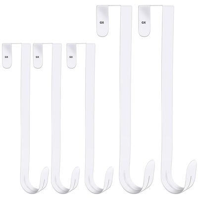 5 Pack 12"+15" Wreath Hanger for Front Door - Large Wreath Metal Hook for Christmas Wreath Over The Door Hanger 2 x 15" and 3 x 12" - White