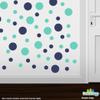 DecalVenue.com Navy Blue/Mint Green Vinyl Wall Stickers - 2 & 4 inch Circles (150 Decals) view 2