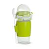 Emsa Clip&Go Yoghurt Mug 450 ml Round with Spoon and Topping Compartment Transparent / Light Green view 1