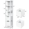 Tangkula Tall Bathroom Storage Cabinet, Freestanding 57" H Tall Slim Bathroom Floor Cabinet with 3 Tier Open Shelves and 2 Drawers, Multifunction Organizer Wooden Tower (White) view 3