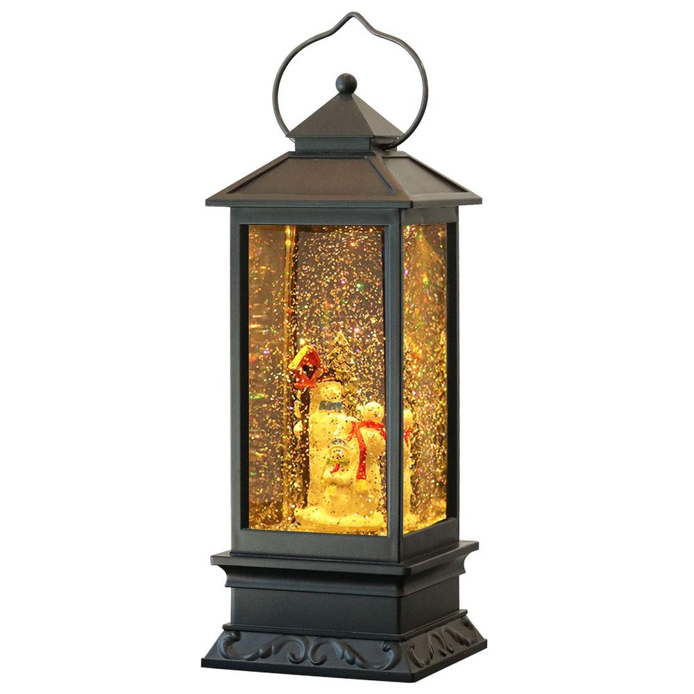 Wondise Snowman Lighted Musical Snow Globe Lantern with 6 Hour Timer