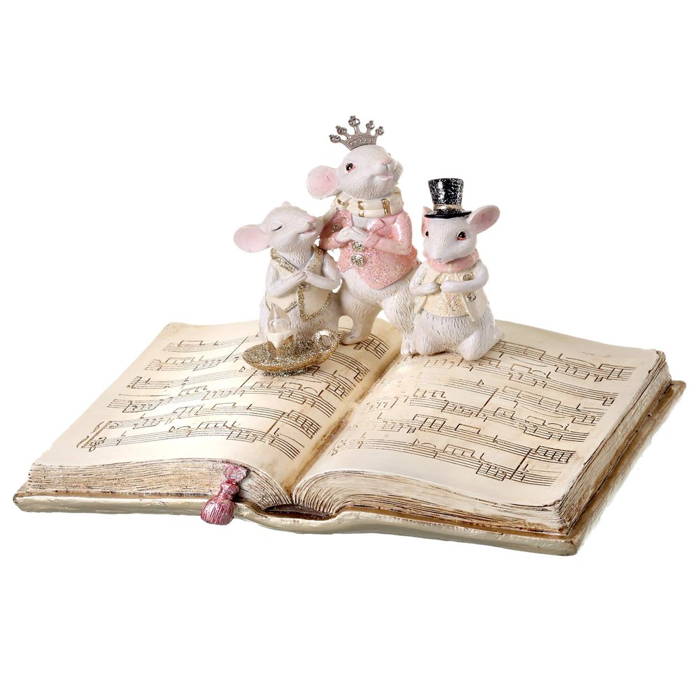 Regency International 9" Resin Singing Mice On Music Book with Candle