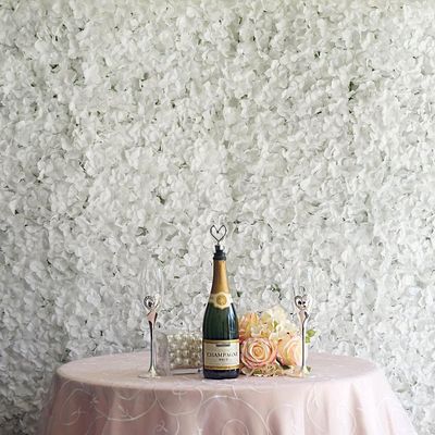 ENOVA HOME 12 Pack 33 Sq ft. Artificial Faux Foliage Wall Mat Panel Hydrangea Flower Backdrop Wedding Party Event Decoration (White)
