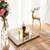 Feyarl Mirrored Crystal Vanity Makeup Tray Ornate Jewelry Trinket Organizer Cosmetic Perfume Bottle Decorative Tray Home Deco Dresser Skin Care Storage (Rectangle 12" x 8") view 2