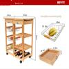 Rolling Wood and Metal Kitchen Cart Island Storage Cocktail Cart Rack/Storage Drawers/Baskets Dining Stand with Two Drawers & Two Wine Racks & Three Baskets (Iron White) view 3