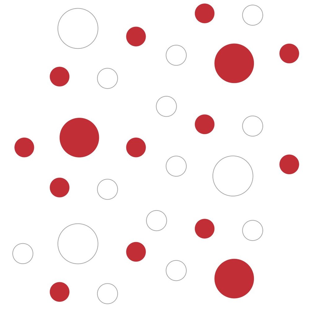 DecalVenue.com White/Red Vinyl Wall Stickers - 2 & 4 inch Circles (150 Decals)