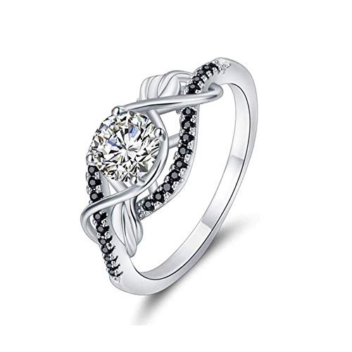 Bansriracha .5 Gram 925 Sterling Silver Jewelry Black&White Stone Wedding Rings for Women C307 (7)