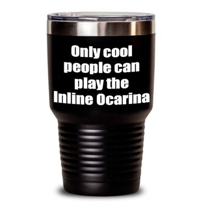 Funny Inline Ocarina Player Tumbler Musician Gift Idea Gag Insulated With Lid Stainless Steel Cup Black 30 Oz