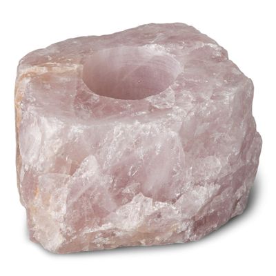 1 (One) Rose Quartz Candle Holder Rock Paradise Exclusive with Certificate of Authenticity AM7B8
