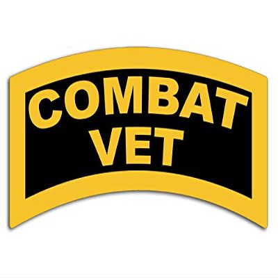 Magnet 3x5 inch Yellow Combat Vet Tab Shaped Sticker -SSI Decal Military Troops Veteran Magnetic Magnet Vinyl Sticker