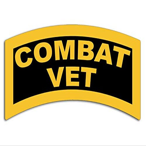 Magnet 3x5 inch Yellow Combat Vet Tab Shaped Sticker -SSI Decal Military Troops Veteran Magnetic Magnet Vinyl Sticker
