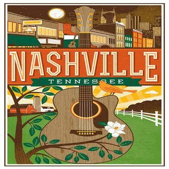 MAGNET 3x4 inch Vintage Art NASHVILLE Tennessee STICKER - tn rv visit city travel music Magnetic Magnet Vinyl Sticker
