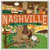 MAGNET 3x4 inch Vintage Art NASHVILLE Tennessee STICKER - tn rv visit city travel music Magnetic Magnet Vinyl Sticker view 1