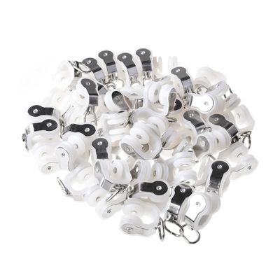 MroMax Curtain Track Rollers Stainless Steel Frame Twin Wheeled Carriers Drapery Rail Sliding Glider for Windows Shower Curtain Tracks 0.59" Dia, 50 Pcs