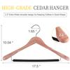 TOPIA HANGER Unfinished American Red Cedar Wood Coat Suit Hangers, Luxury Wooden Jacket Clothes Hangers, Wide Shoulder with Black Padded Pant Bar- 360Flexible Hook, 4 Pack- Natural- CT07W view 2