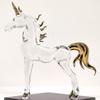 Sansukjai Unicorn Miniature Figurines Hand Blown Glass Art Fantasy Animals Collectible Gift Home Dcor (5 inches Clear Gold) view 1