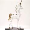 Sansukjai Unicorn Miniature Figurines Hand Blown Glass Art Fantasy Animals Collectible Gift Home Dcor (5 inches Clear Gold) view 3