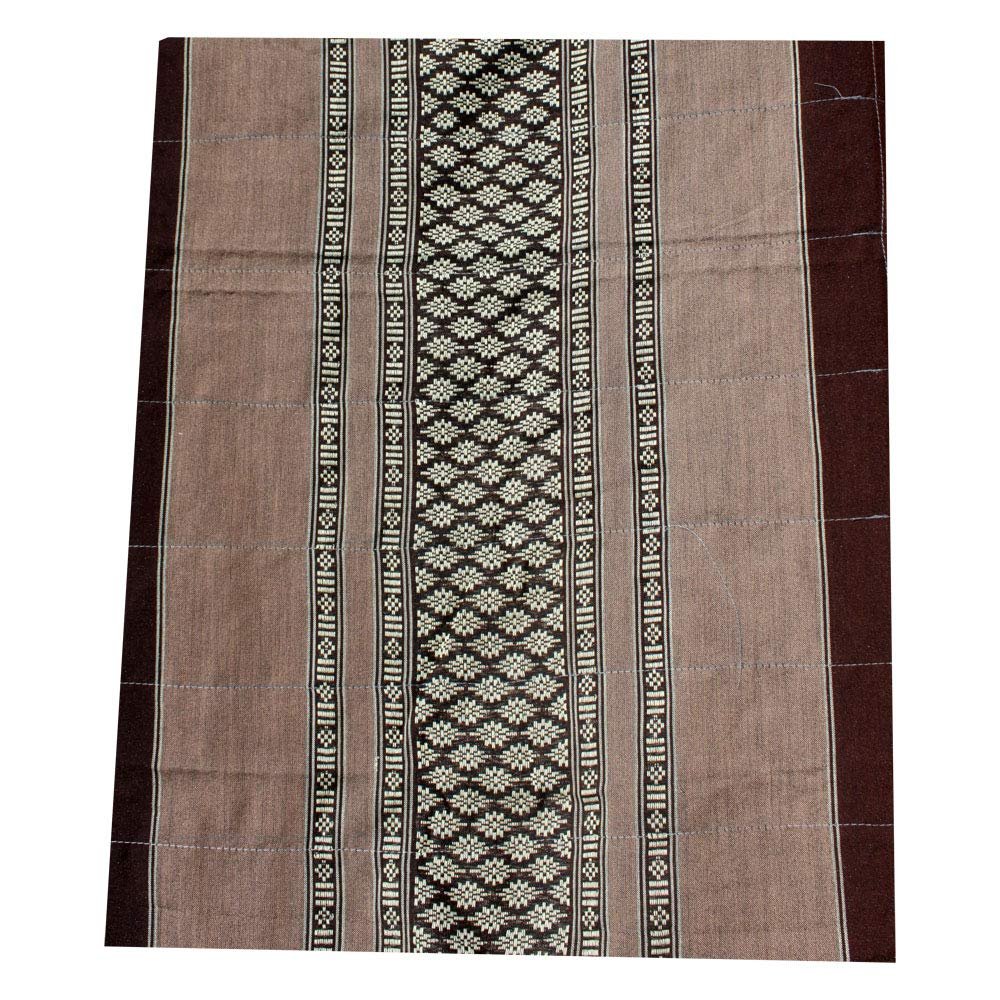 RaanPahMuang Thick Woven Cotton Thai Mattress Case (Needs to be Filled) 32 Segments Full Length, Brown Pixel Star