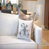 Di Lewis Throw Pillow Cushion Cover - 20x20 - Vintage French Monogram Letter M - Woven Cotton Blend - for Couch Bed Sofa Pillows - Linen Cream view 2