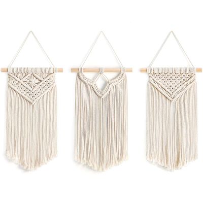 Mkono Small Macrame Wall Hanging, Boho Bedroom Decor, 3 Pack, 8" Wx14 L