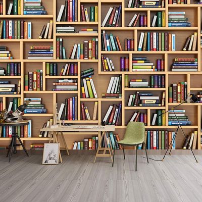 NWT Wall Murals for Bedroom Modern Bookshelf Pattern Removable Wallpaper Peel and Stick Wall Stickers - 100x144 inches