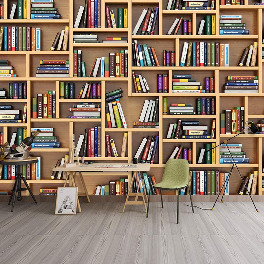 NWT Wall Murals for Bedroom Modern Bookshelf Pattern Removable Wallpaper Peel and Stick Wall Stickers - 100x144 inches
