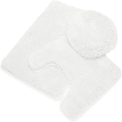 3 pc Solid Pure White Bathroom Rug Set Bath Mats Bath Set Super Soft Anti Slip Soft Mats New