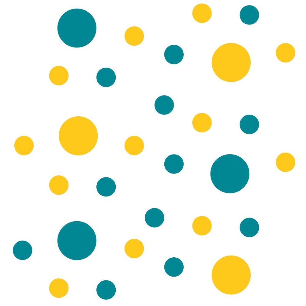 Turquoise/Yellow Vinyl Wall Stickers - 2 & 4 inch Circles (60 Decals)