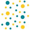 Turquoise/Yellow Vinyl Wall Stickers - 2 & 4 inch Circles (60 Decals) view 1