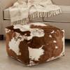 SARO LIFESTYLE Faux Fur Cow Hide Pouf, 20"x20"x14", Brown view 2