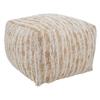 SARO LIFESTYLE Matterhorn Collection Foil Print Faux Fur Pouf, 20" x 20" x 14", Gold view 1