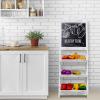 MyGift Shabby Whitewashed Wood Freestanding Chalkboard Easel with 3-Tiered Display Shelves, Decorative Chalkboard Plant Shelf Stand view 2