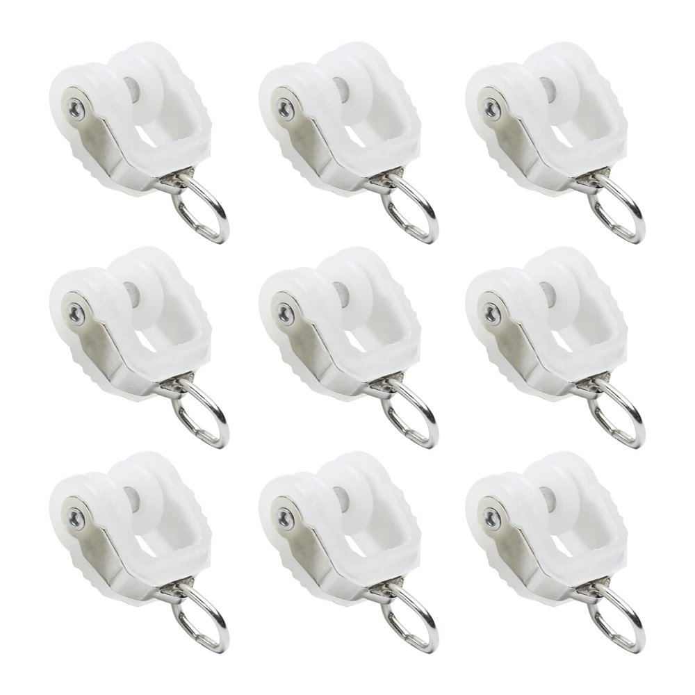 MroMax Curtain Track Rollers Stainless Steel Frame Twin Wheeled Carriers Drapery Rail Sliding Glider for Windows Shower Curtain Tracks 0.47" Dia, 50 Pcs