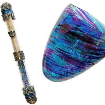 Jewish Wedding Glass Breaking Kit with Heart Mezuzah